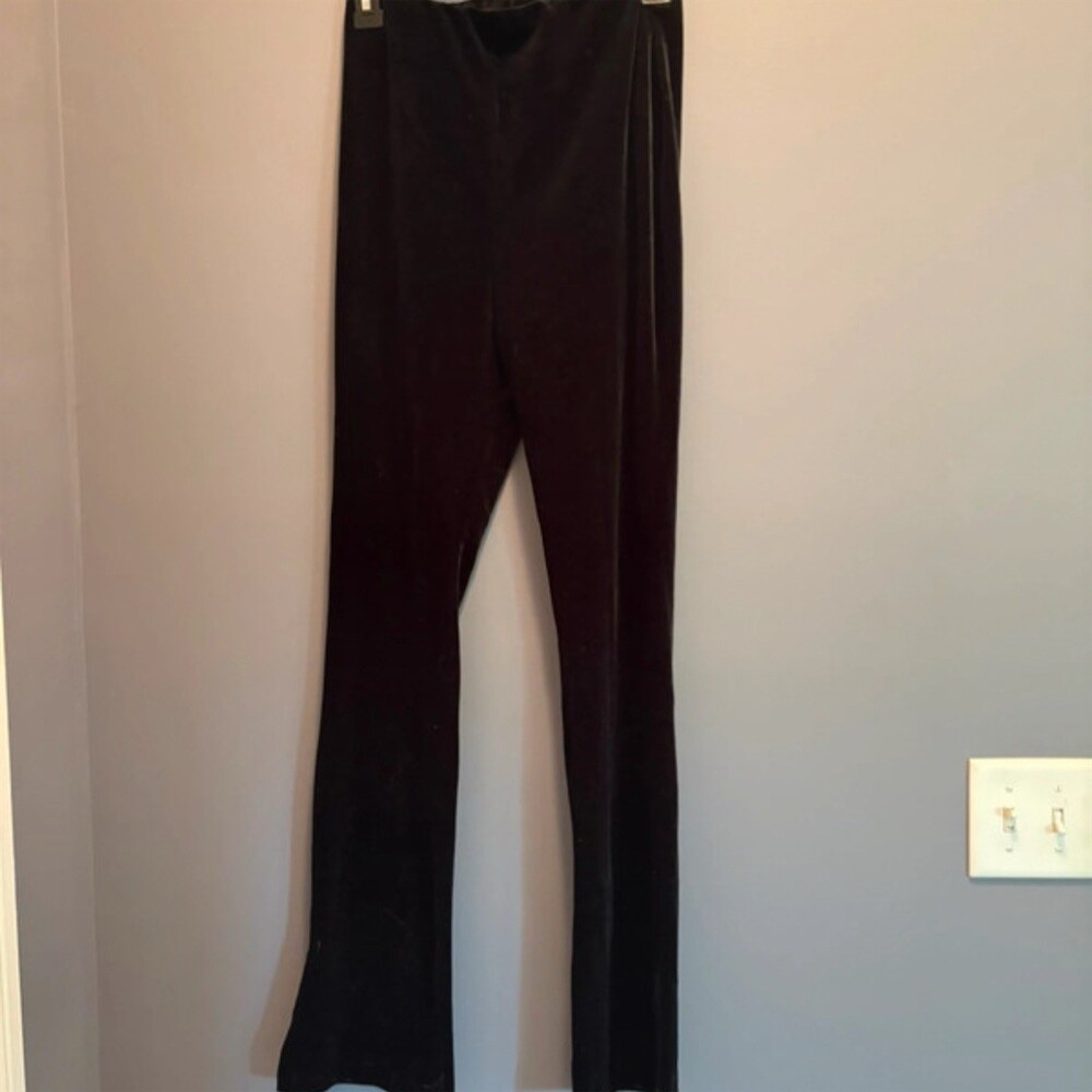 ZARA Leggings Womens Size M Black Velour Pull-On Slight Flare Ankle